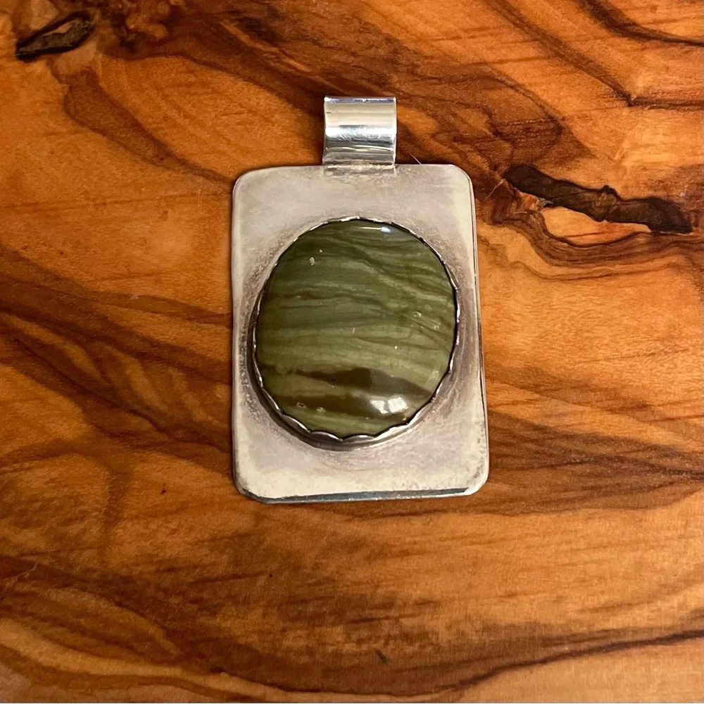 Artisan Sterling Silver Pendant with Imperial Jasper Stone